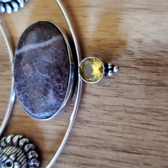 New Unique Cappuccino Jasper and Citrine 925 Silver Necklace. - Picture 6 of 10